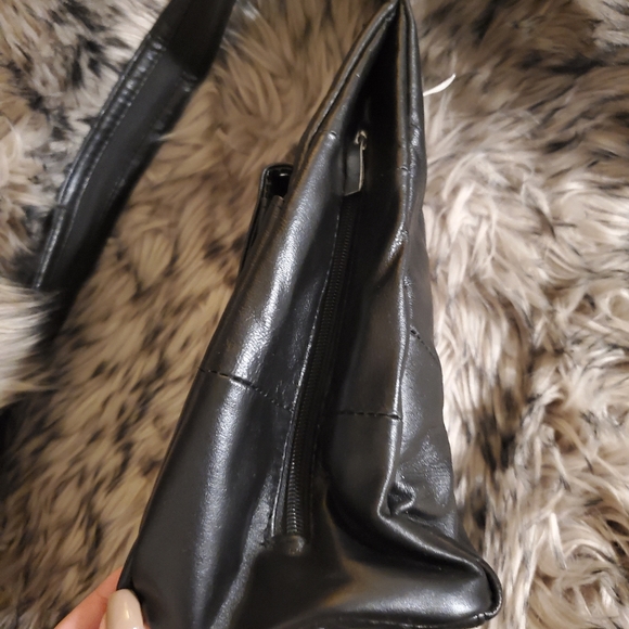 Genuine Leather Black Biker Backpack with Zipper Strap - Picture 6 of 8